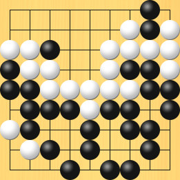囲碁ルールと打ちかたを解説した対局例4の56手目から60手目までの図