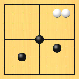囲碁ルールと打ちかたを解説した対局例6の6手目から10手目までの図