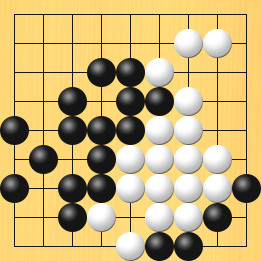 囲碁ルールと打ちかたを解説した対局例6の46手目から50手目までの図