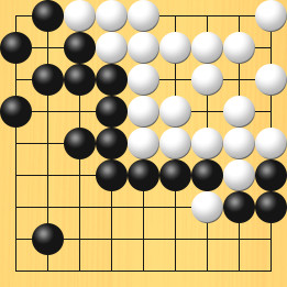 囲碁ルールと打ちかたを解説した対局例8の51手目から55手目までの図
