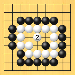 白に生きられてしまった図。進行手順、2手目・白5の5