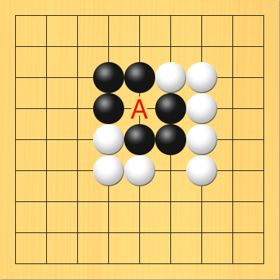 欠けめにAの印をつけた図。Aの場所、5の4