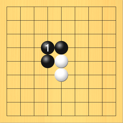 黒がカタツギを打った図。盤面図、黒4の5、黒5の4。白5の5、白5の6。進行手順、1手目・黒4の4