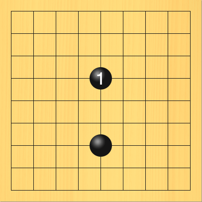 黒が二間トビを打った図。盤面図、黒5の7。進行手順、黒5の4