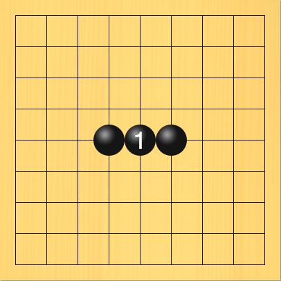 黒がツギを打った図。盤面図、黒4の5、黒6の5。進行手順、黒5の5