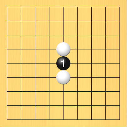 黒が割り込みを打った図。盤面図、白5の4、白5の6。進行手順、1手目・黒5の5