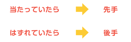 当たっていたら→先手　はずれていたら→後手